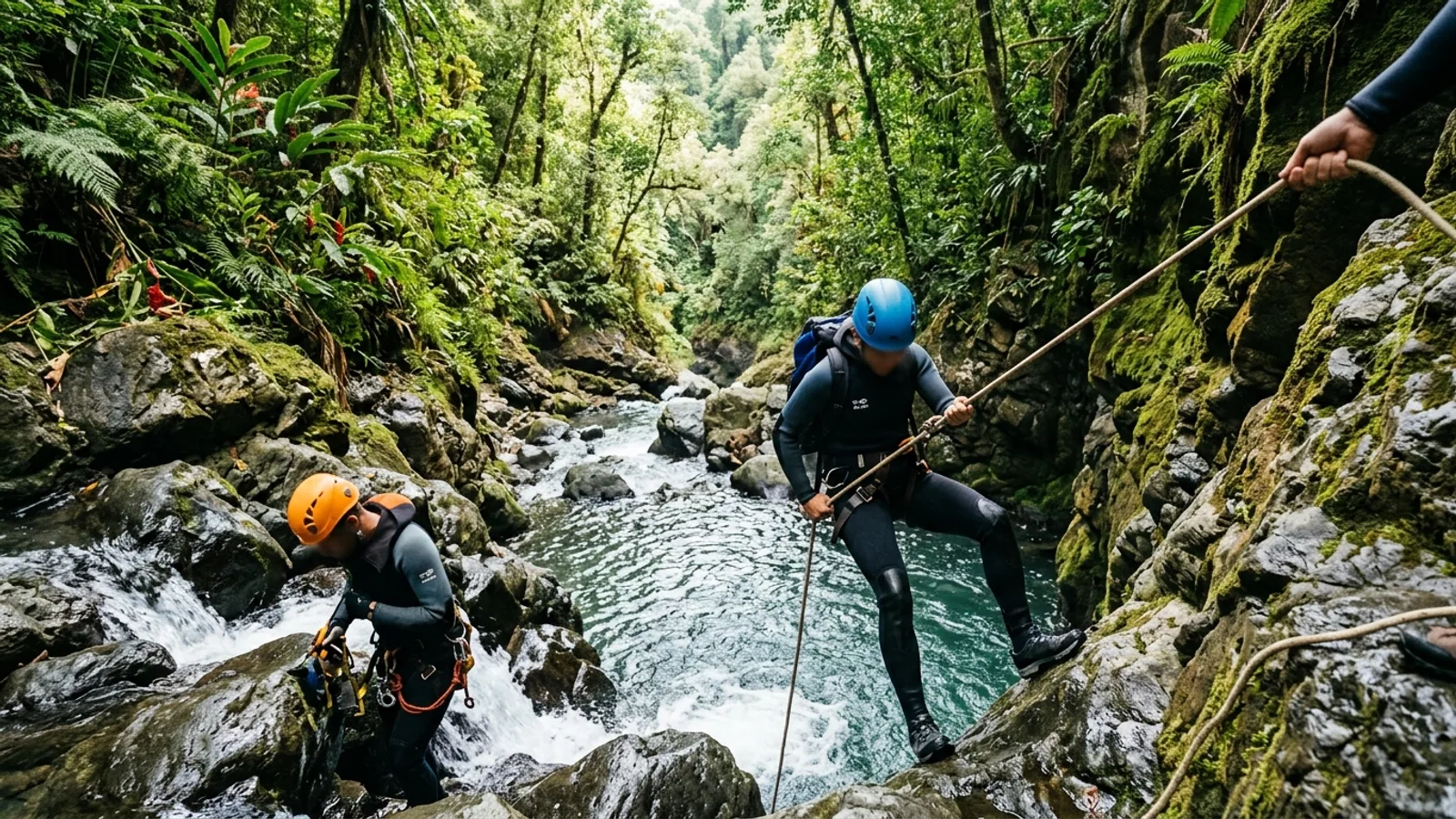 Reliefs volcaniques et forêt tropicale dans les Caraïbes, vue principale pour canyoning Martinique