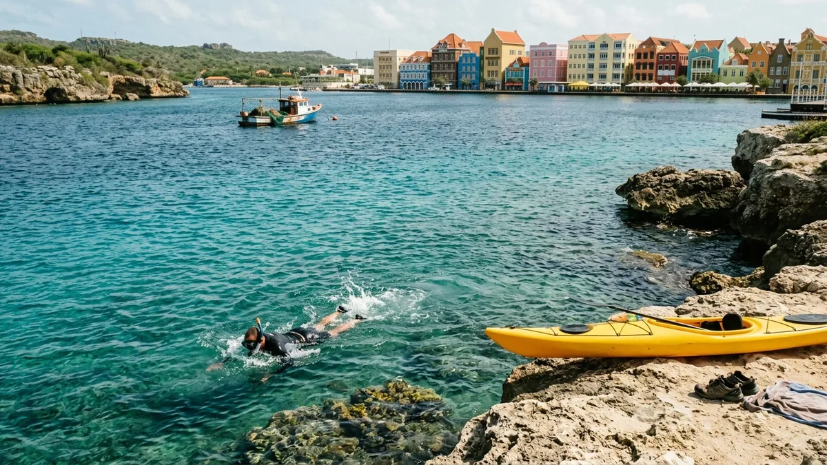 Fond marin tropical observé dans une eau claire des Caraïbes, vue complémentaire pour Curaçao voyage activités