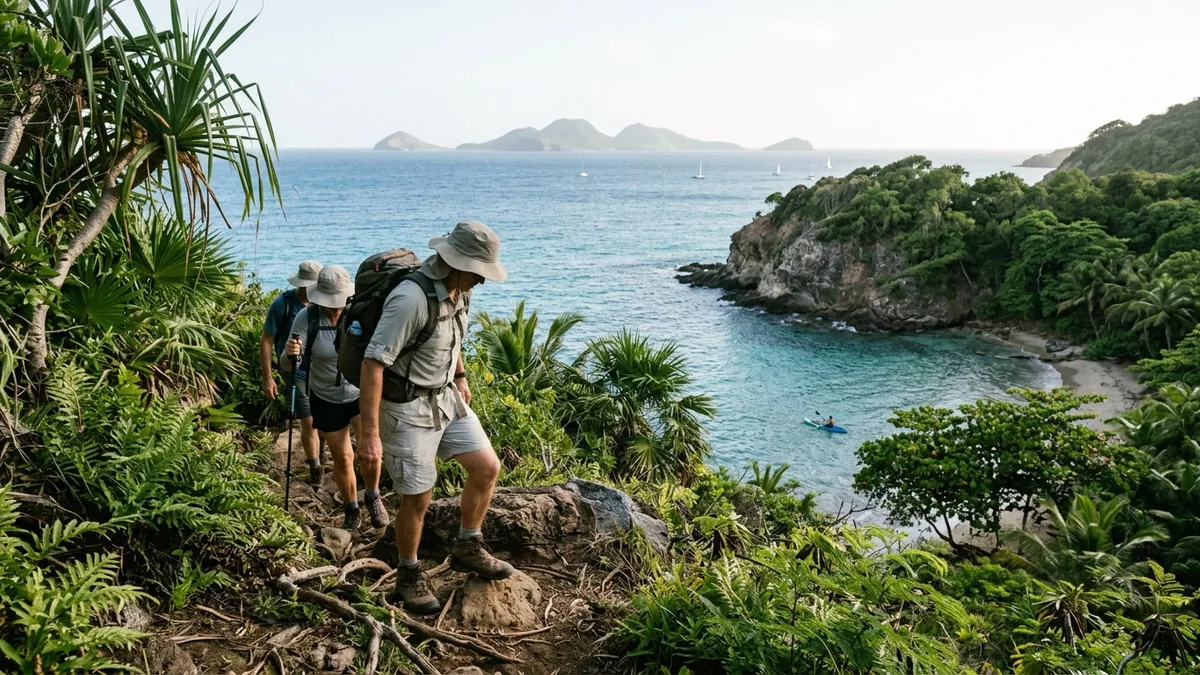 Côte tropicale et reliefs observés pendant un voyage actif, vue complémentaire pour voyage actif Guadeloupe