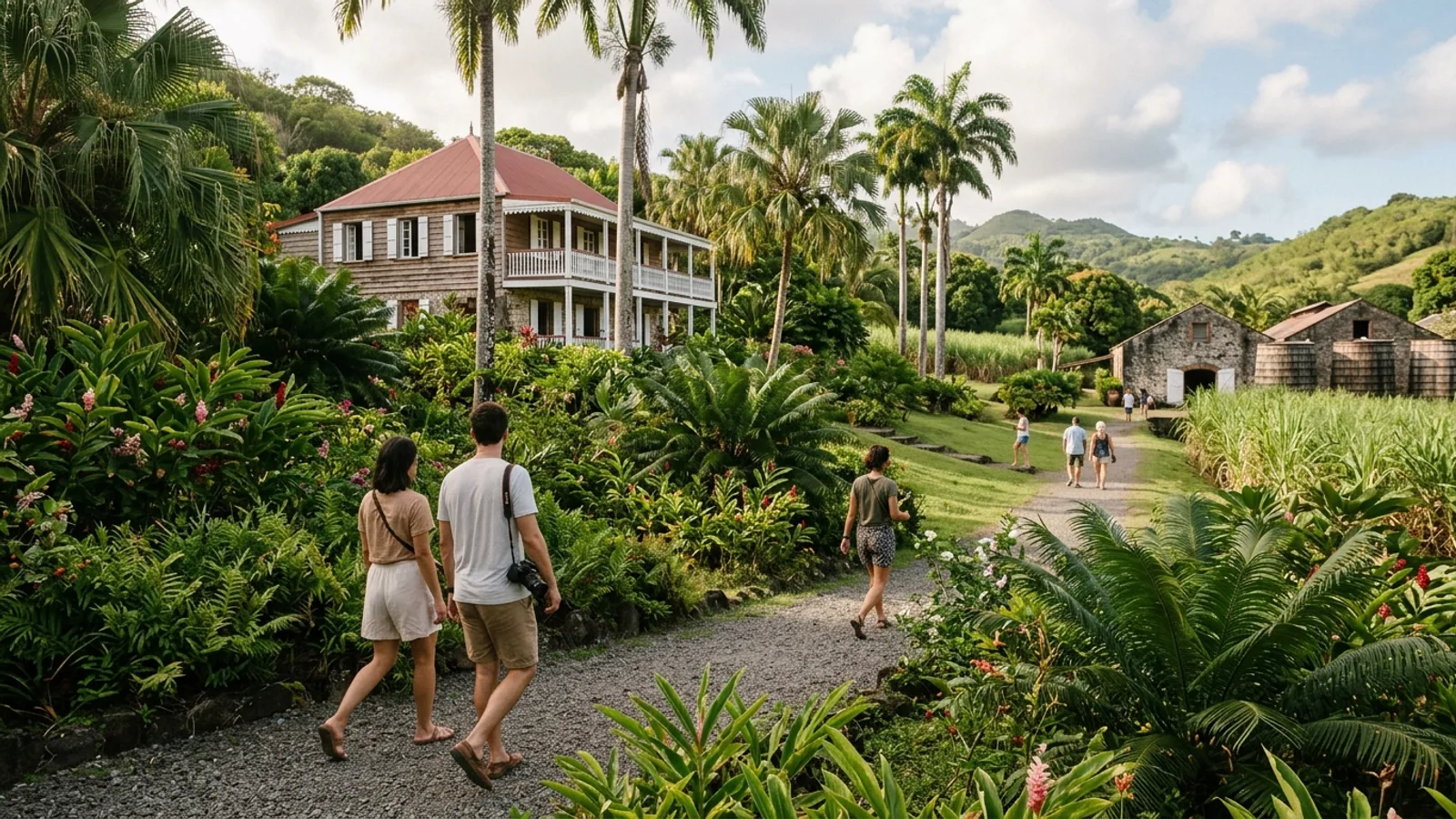 Scène de vie et couleurs d'un marché des Caraïbes, vue principale pour Habitation Clément visite