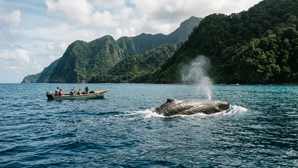 Fond marin tropical observé dans une eau claire des Caraïbes, vue complémentaire pour baleines Dominique