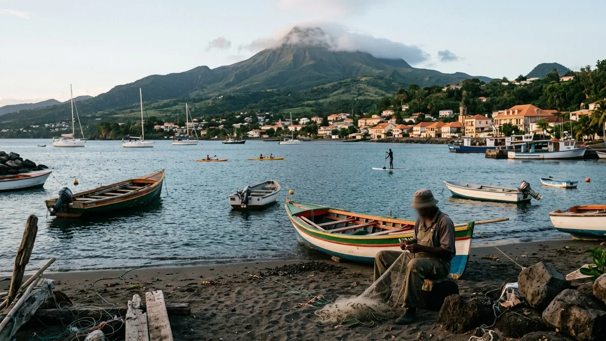 Produits locaux présentés sur un marché caribéen, vue complémentaire pour Saint-Pierre Martinique visite