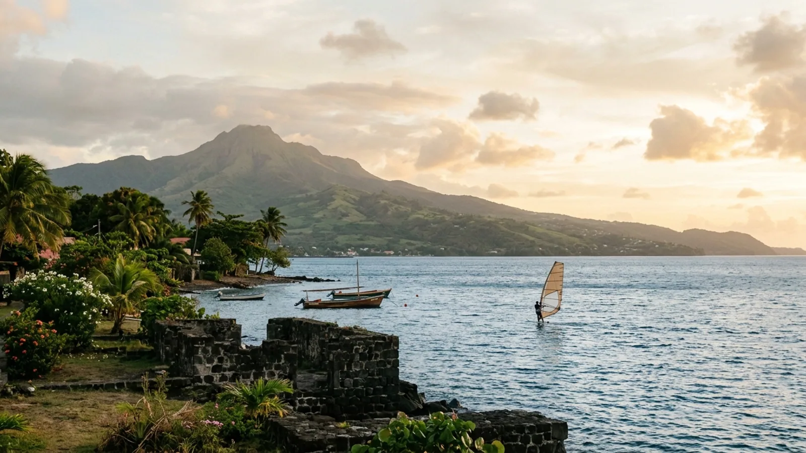 Scène de vie et couleurs d'un marché des Caraïbes, vue principale pour Saint-Pierre Martinique visite