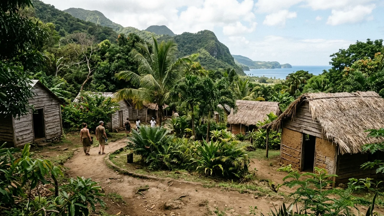 Scène de vie et couleurs d'un marché des Caraïbes, vue principale pour Savane des Esclaves