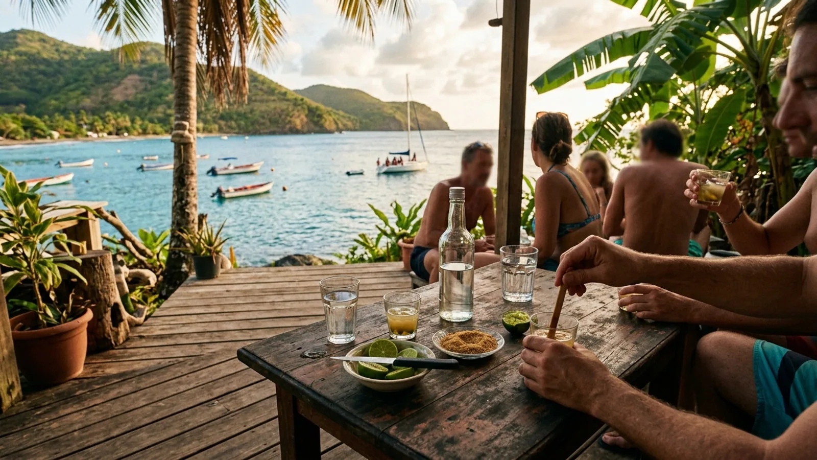 Scène de vie et couleurs d'un marché des Caraïbes, vue principale pour ti-punch Martinique