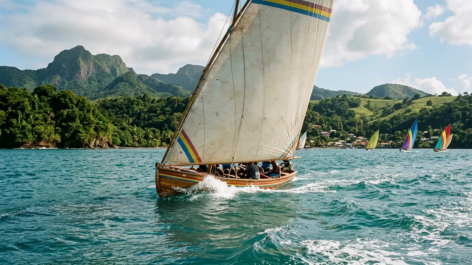 Scène de vie et couleurs d'un marché des Caraïbes, vue principale pour Tour des yoles Martinique