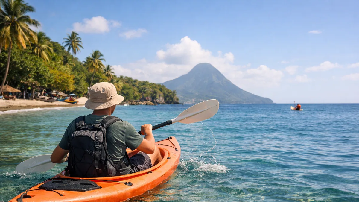 Côte tropicale et reliefs observés pendant un voyage actif, vue complémentaire pour voyage solo Martinique